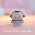 Cute penguin tumbler desk ornament in light blue base, measures 4.5x4x5.5cm and weighs 50g - Misty Blue Penguin