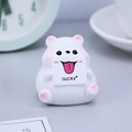 Simpatica statuina di orso in resina bianca con cartello lucky per ufficio e auto - Bichon Fortunato / Bianco
