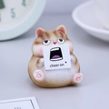 Simpatica statuetta di gatto marrone con cartello cheer on per scrivania e ufficio - Gatto Dolce / Marrone