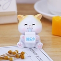 Cute resin cat figurine holding a blue soda box, adorable desktop ornament for home decor - Happy Water Cat Ornament