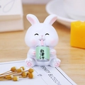 Cute resin rabbit figurine holding a green juice can for desktop or car decor - Self-Discipline Juice Rabbit Ornament