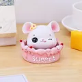 Cute white cartoon mouse figurine sitting in a pink sweet cake base desk ornament - Cute Shaking Head Mouse