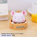 Cute mouse figurine on cheese base with Sweet text for desktop decor, 7.1x7.1x6.4cm - Foodie Shaking Head Mouse