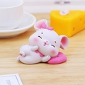 Figurine de hamster en résine avec nœud rose et oreiller en cœur pour décoration - Souris Câline (Grande)