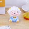 Cute cartoon blue and white gradient sheep figurine with golden bell on wooden desk - Style D Blue Sheep
