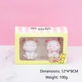 Figurines de souris mignonnes en résine avec nœuds roses et bleus en boîte cadeau - Coffret Mini Souris Sucrée