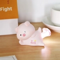 Cute pink pig night light with glowing tail and crown detail on a wooden desk - Pig Style (D Style PP Pig Light) / Pink