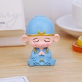 Statuetta di maialino monaco blu con rosario, ornamento da scrivania creativo in stile Zen - Stile Pigsy