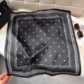 Detail of silk scarf with black and white polka dots and European scroll textures - 65*65cm / Black