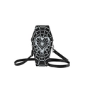 Gothic coffin-shaped PU leather crossbody bag featuring white spider web and heart print - Black (Spiderweb Heart Print)