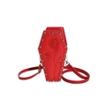 Gothic red coffin shoulder bag with rose embroidery and silver metal studs decoration - Rose Embroidery Style (3571) / Red