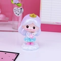 Cartoon princess figurine with purple hair, gold crown, and blue dress on cloud base - Purple Hair Princess with Rabbit (Style A)
