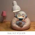 Cartoon old man night light figurine on a pink sofa desk ornament, 8.5x8x12.5cm - Lazy Moment - Grandpa Night Light