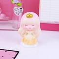 Pink hair princess cake topper figurine with yellow dress on cloud base - Pink Hair Yellow Dress Princess (Style B)