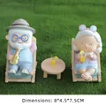 Elderly couple figurines on beach chairs resin ornament set, size 8*4.5*7.5cm - Sunny Days - Beach Vacation Theme