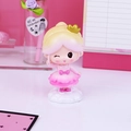 Princess figurine with pink gradient dress and golden crown on cloud base - Winking Princess in Pink Dress (Style C)