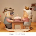 Cartoon elderly couple cake topper decoration in matte resin for birthday gifts, 12x4.5x9CM - Happy Birthday - Celebration Theme