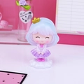 Cute resin princess figurine with golden crown and purple dress on white cloud base - Blue Hair Purple Dress Princess (Style D)