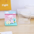 Pink pig figurine set with resin landscape and clear acrylic display box for desk - Pig