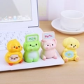 Set of four cute cartoon animal resin desk ornaments for office stress relief and healing - Vibrant Animal Collection
