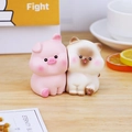 Cute set of pink pig and white cat mini resin animal figurines with matte finish - Pig + Cat Ornaments (Set of 2)