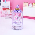 Purple carousel music box with a cute white bunny on a rocking horse and LED lights - 11A Carousel Starry Light Music Box