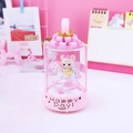 Pink musical box with carousel horse and bear, features golden crown and LED light - 11B Carousel Starry Light Music Box