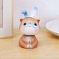 Figurine de hamster mignon avec lunettes bleues et oreilles de lapin sur bureau - Style Chat Mains Croisées Orange Tête Branlante (14B)