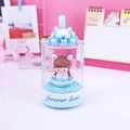 Cute girl rabbit night light with LED string and blue ribbon in a clear gift cylinder - 12A Rabbit Girl Starry Light Music Box