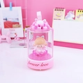 Pink carousel music box with cute girl figurine and LED light in gift packaging - 12D Rabbit Girl Colorful Light Music Box