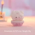 Cute white puppy dressed figurine on pink base, 4.5x4x5.5cm desktop healing ornament - Soft Pink Puppy