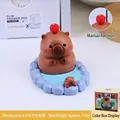 Capybara rotating bath figurine desk stand accessory for office with red apple - Style A Apple Hot Spring