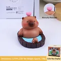 Rotating Capybara desk accessory and phone holder with cute water bath resin figurine - Style B Heart Wooden Tub