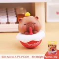 Cute Capybara tumbler desktop ornament in red bowl with yellow gift packaging box - Capybara Style (Happy Roly-Poly)