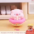 Cute pink pig tumbler toy with peach soda theme and matching illustrated gift box - Pink Pig Style (Energetic Roly-Poly)
