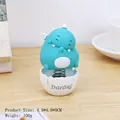 Cute blue dragon bobblehead on white egg shell base for office and car dashboard - Obedient Dinosaur Spring Ornament (1083-5D)