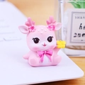 Cute pink resin deer figurine with flower antlers and yellow butterfly for desk decor - Deer with Butterfly