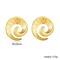 Unieke spiraal oorbellen verguld met 18K goud en getextureerde afwerking van 30x32mm - Glanzend Goud Spiraal Hoorn Ontwerp (EA5C7101G)