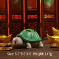 Cute green turtle incense burner with tortoise shell lid and wealth decoration - Laifu Tortoise / Green