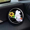 Cute cartoon white bunny car air vent clip with sunflower and carrot decoration - Floating Rabbit Style (2614A)