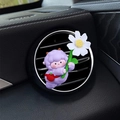 Cute purple cartoon sheep car air vent clip with white daisy and red apple bag charm - Floating Sheep Style (2614C)