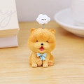Lindo adorno de perro pomerania marrón claro en resina con nube de resorte y lazo - Chow Chow Marrón Claro (3D Mini LUCK Mascota Chow Chow)