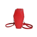 Gothic coffin shaped red shoulder bag with silver rivets and embossed text - Letter Embossed Style (2571) / Red