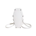 White coffin-shaped gothic crossbody bag with silver studs and debossed lettering - Letter Embossed Style (2571) / White