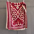Close-up of elegant red and white scroll pattern scarf with delicate fringe edges - 185*65cm / Red (GSJ-687-Red)