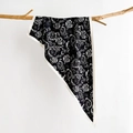 Detail of vintage black and white paisley silk scarf draped on a natural wooden branch - 88*136*64cm / Black