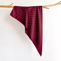 Detail of silk-like burgundy polka dot scarf hanging on a natural wooden branch - 88*136*64cm / Burgundy