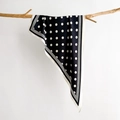 Polka dot neck scarf in black and white hanging on a natural wooden branch display - 88*136*64cm / Black
