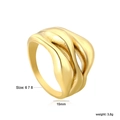 Detail van 18K goud golvende dikke ring met holle waterdruppel textuur en maatspecificaties - US 6 / Goud (RI169606-8G)