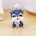 Figura de perro Schnauzer gris con gafas rosas y cabeza oscilante con resorte - Schnauzer Gris Blanco (2G LUCK Mascota Schnauzer)